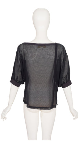 1983 S/S Black Cotton Mesh Short Sleeve Top