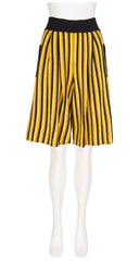 1992 S/S Striped Yellow Wool Knit High-Waisted Shorts