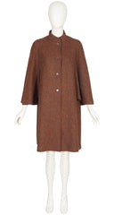 1970s Brown Wool Tweed Cape Coat