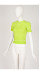 1970s Lime Green Knit Short Sleeve Sweater