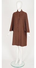 1970s Brown Wool Tweed Cape Coat