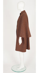 1970s Brown Wool Tweed Cape Coat