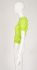 1970s Lime Green Knit Short Sleeve Sweater