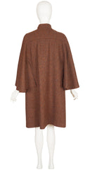 1970s Brown Wool Tweed Cape Coat