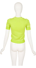 1970s Lime Green Knit Short Sleeve Sweater