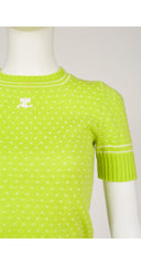 1970s Lime Green Knit Short Sleeve Sweater