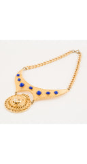 1960s Lion's Head Cabochon Gold-Tone Collar Necklace
