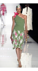 2004 S/S Runway Tropical Print Silk A-Line Skirt