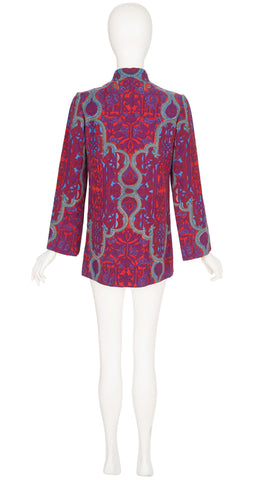 1970s Demi-Couture Printed Wool Gabardine Tunic