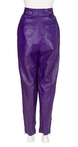 1980s Purple Lambskin High-Waisted Pants