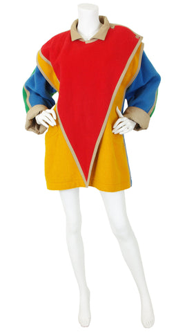 1982 Documented Color Block Wool Coat