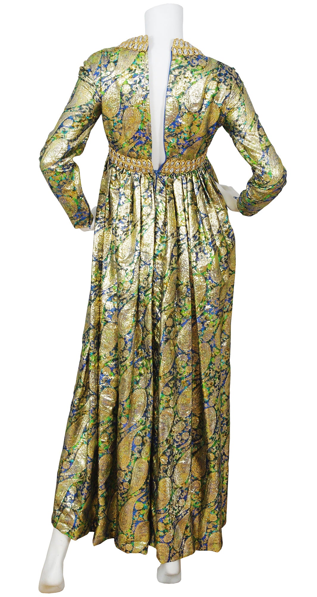 Kasper for Joan Leslie 1968 Documented Paisley Silk & Lurex Gown ...