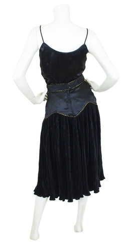 1980s Rare Black and Gold Metallic Three Piece Ensemble