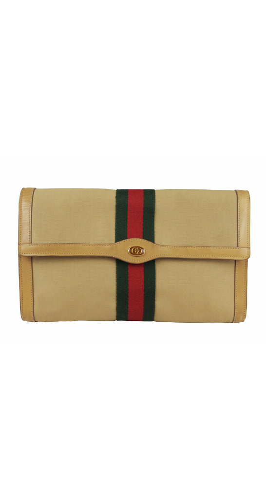 Impeccable vintage gucci red green stripe 80s 1980s clutch bag Not  Authenticated