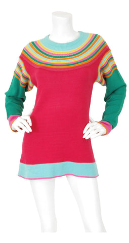 1982 Documented Rainbow Color Block Cotton Knit Sweater