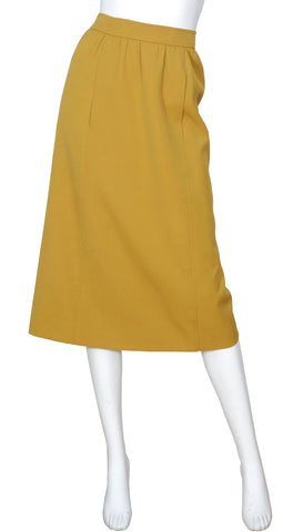 1970s Mustard Yellow Worsted Wool High Waisted Skirt