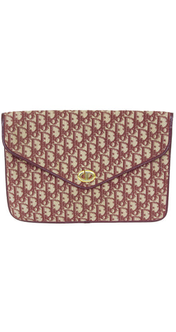 Christian Dior Vintage 1970's Burgundy Monogram Canvas Envelope