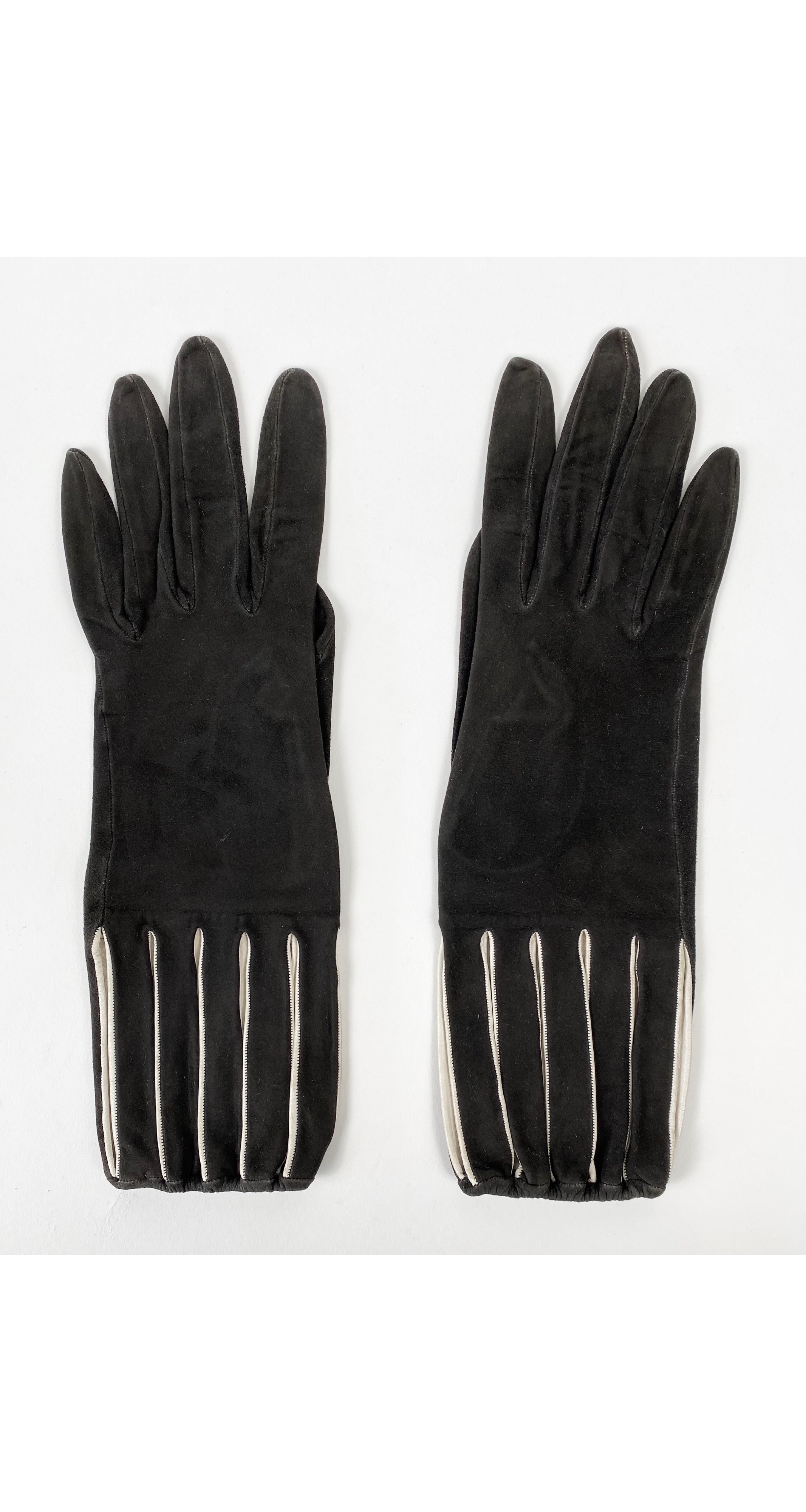 Louis Vuitton Tweed-Paneled Suede Gloves