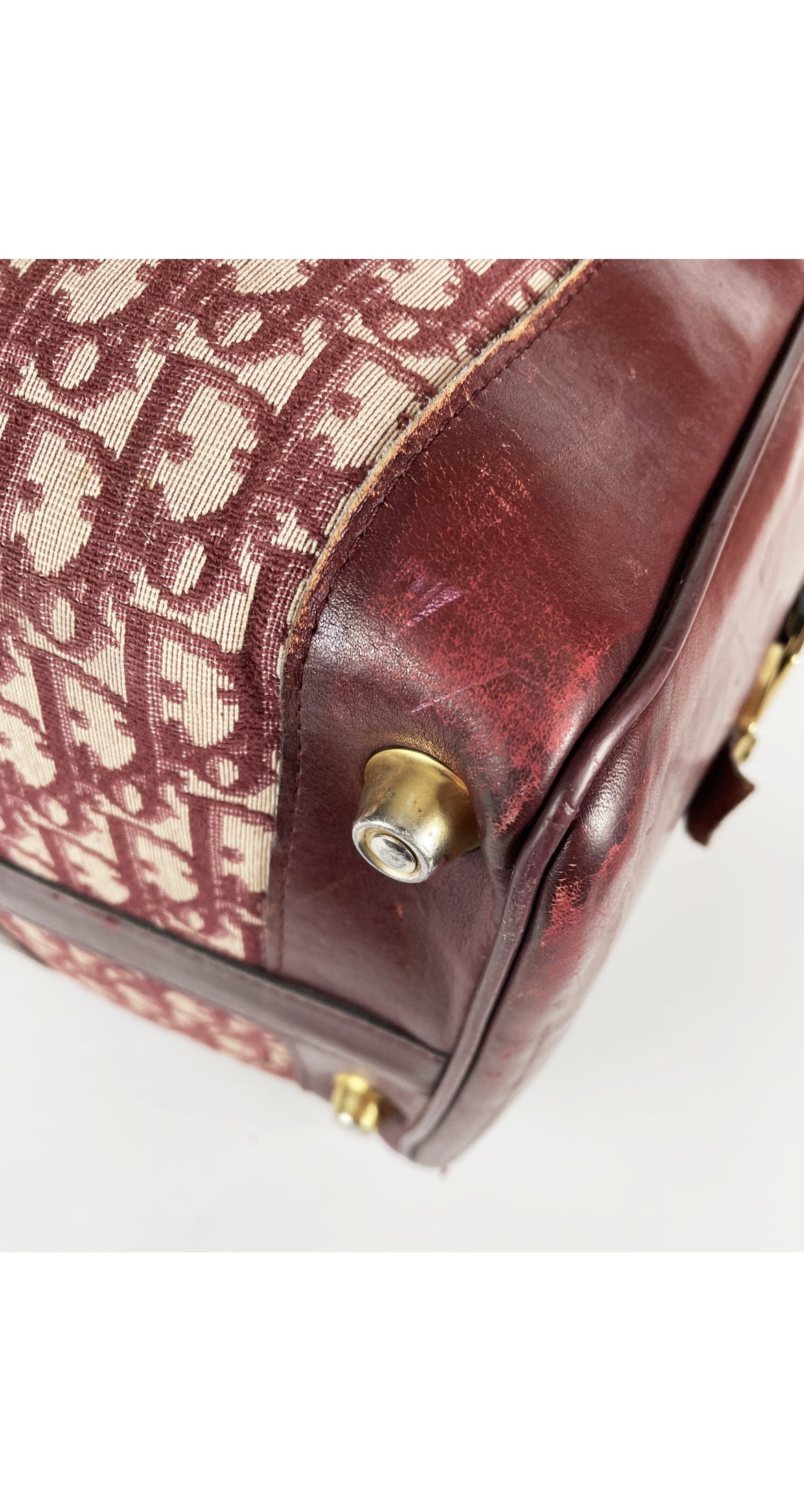 Christian Dior 1970s Burgundy Trotter Canvas Leather Trim Travel
