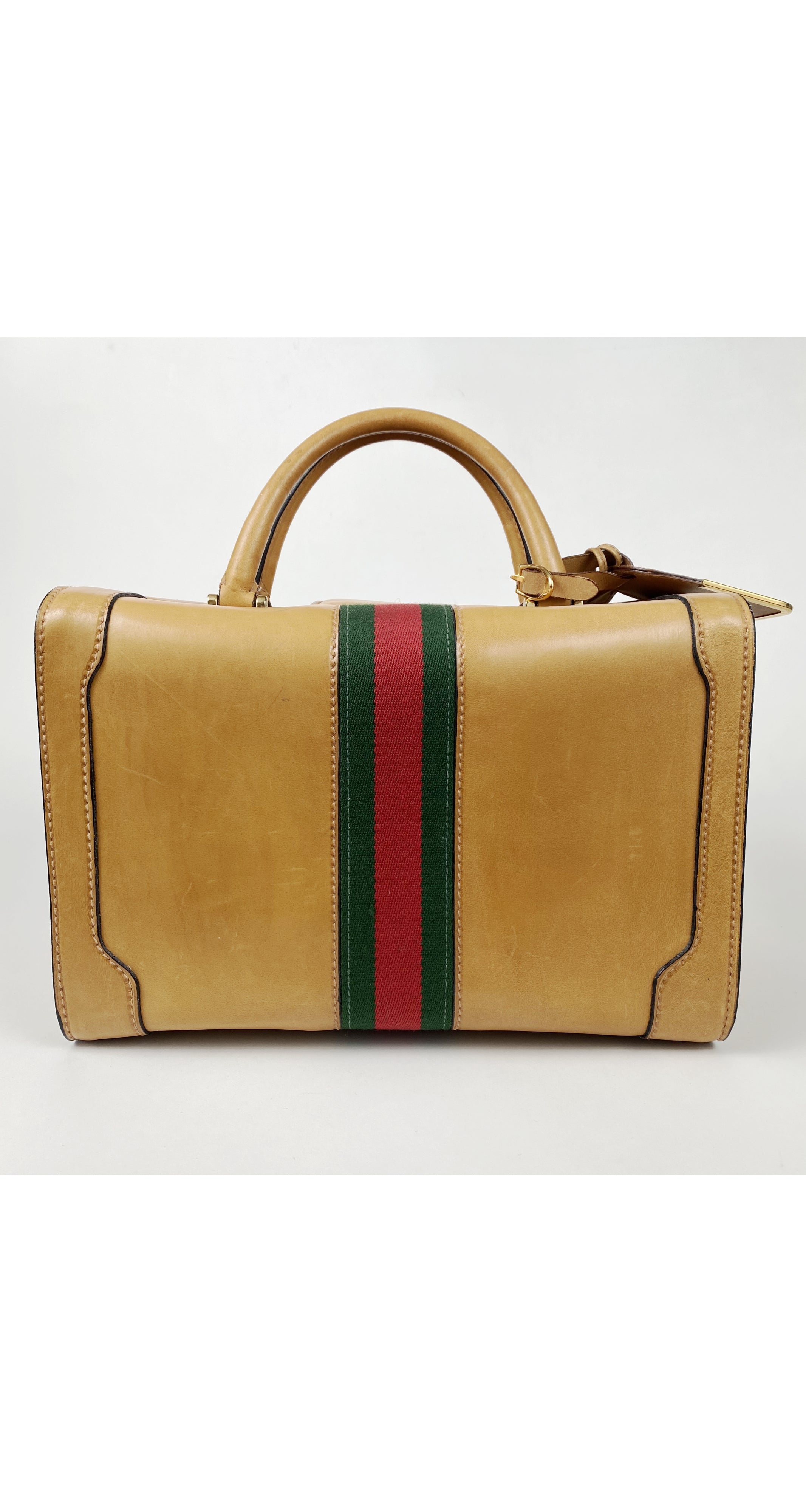 RED & GREEN STRIPED Gucci Purse 1970s Speedy Satchel Bag
