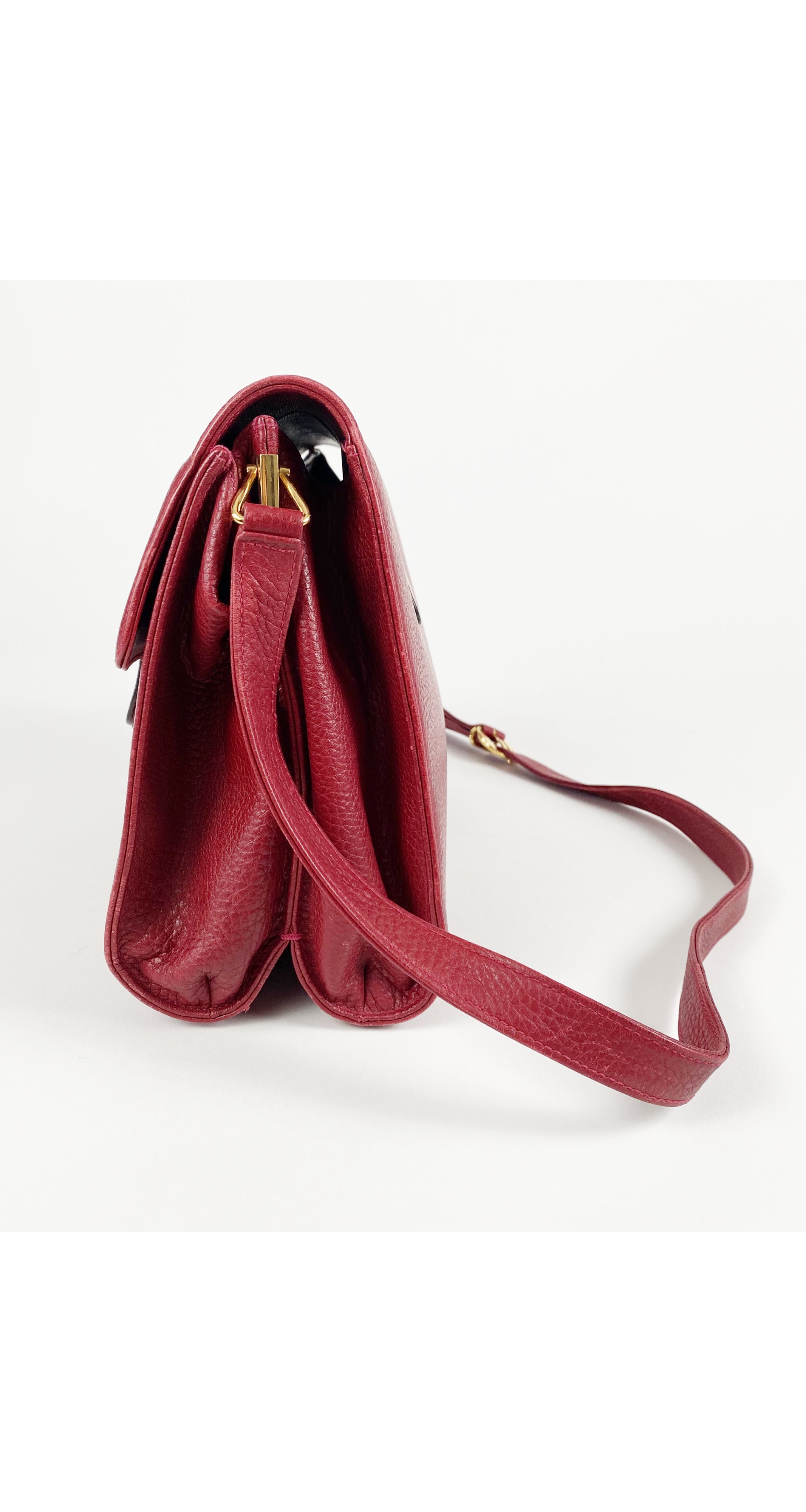 Gucci 1990s Dark Red Leather Buckle Crossbody Bag – Featherstone Vintage