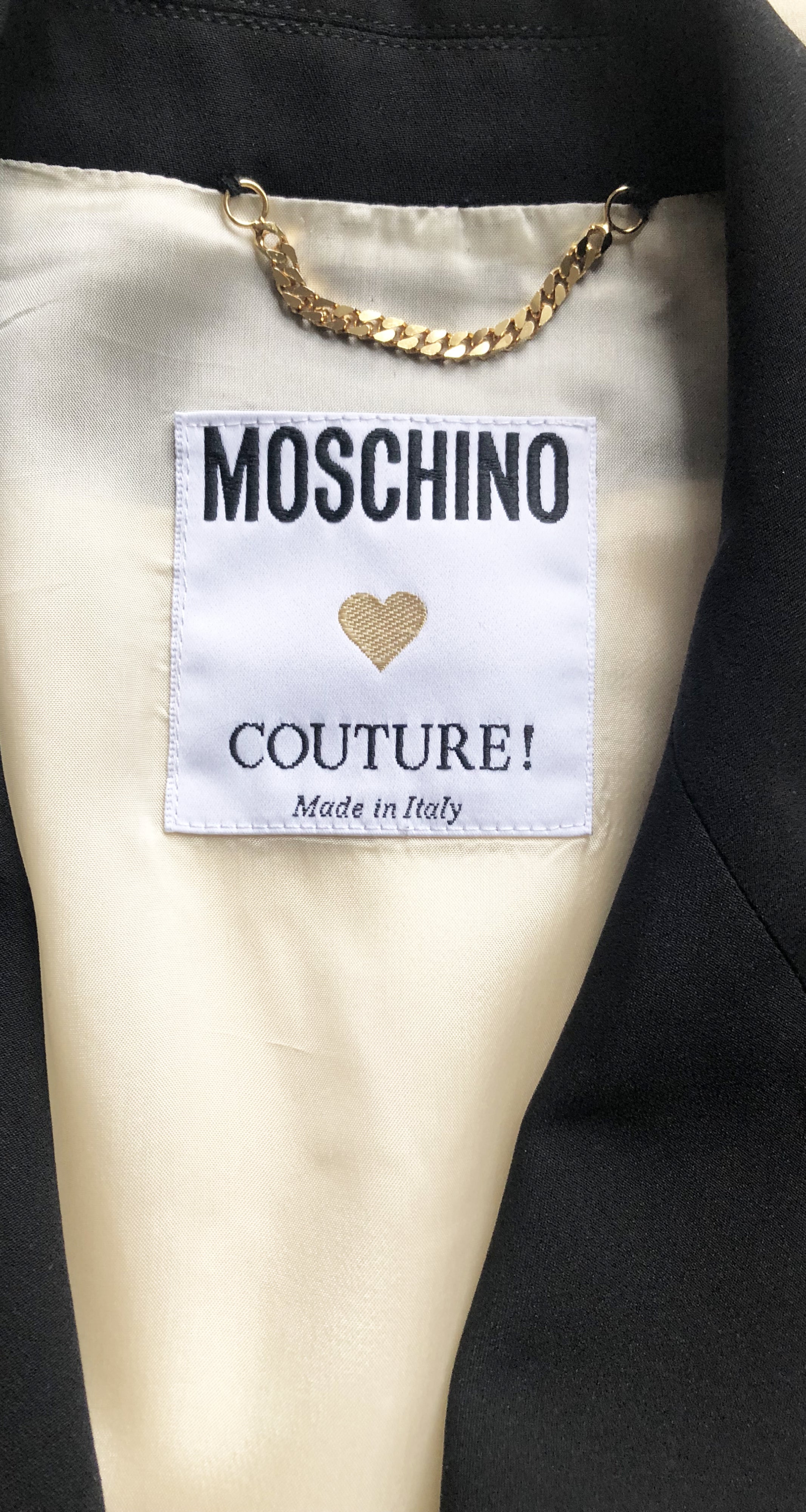 Moschino Couture 1990s Monochrome Crêpe Racerback Trompe L'oeil Blazer ...