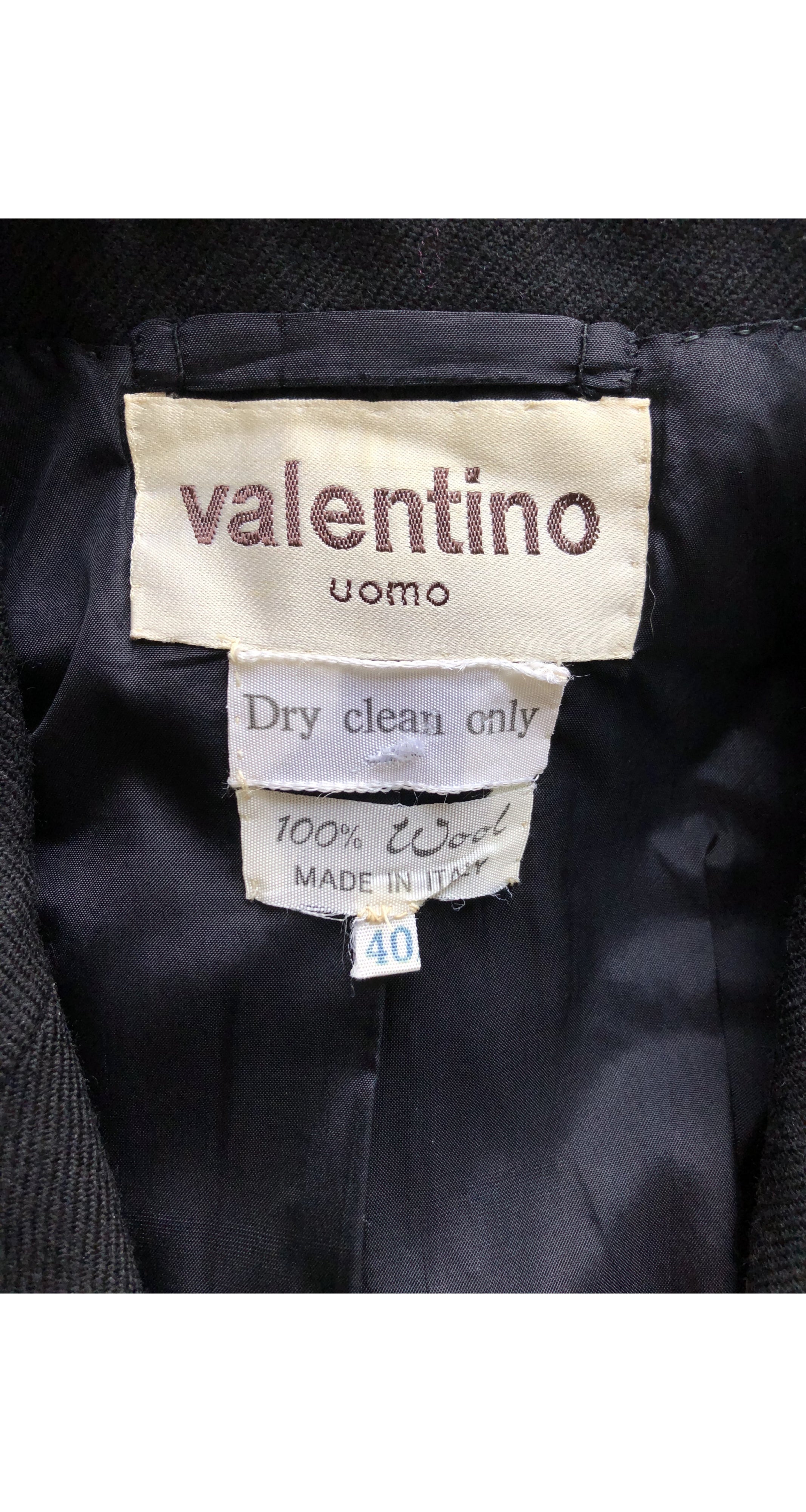 Valentino Uomo 1970s Men's Black Wool Double-Breasted Suit Jacket ...