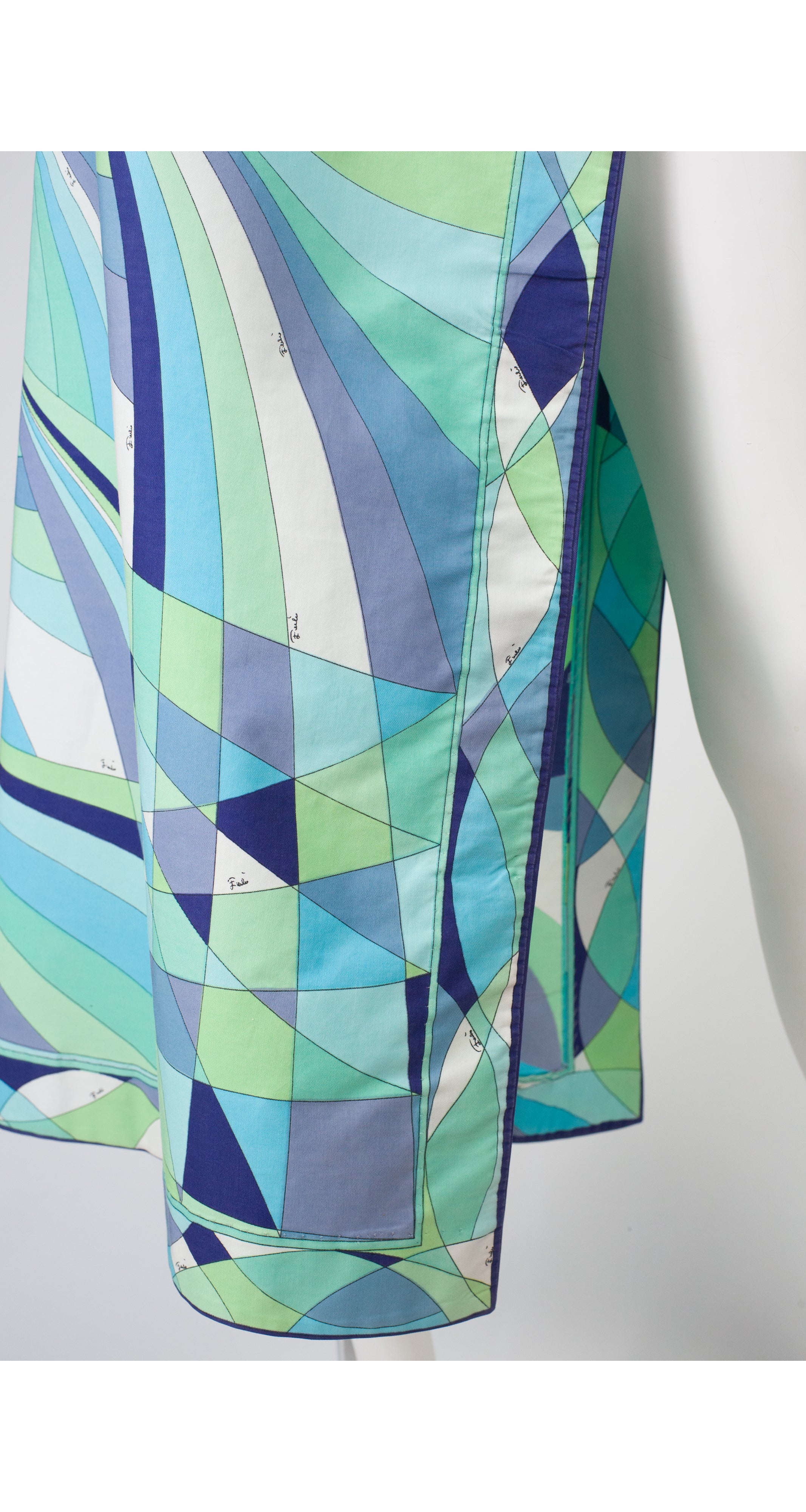 Emilio Pucci 1960s Vintage Blue Geometric Cotton Wrap Beach Skirt