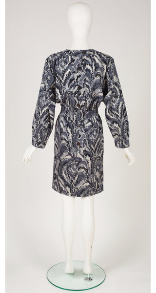 Yves Saint Laurent 1980s Marbled Monochrome Wool Challis Dress ...