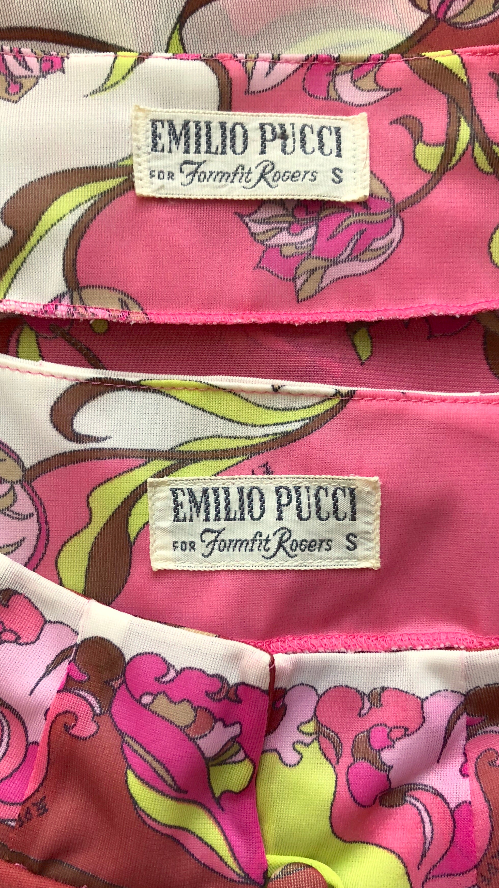 1960s Emilio Pucci for Formfit Rodgers Yellow and Pink Lounge Short Se -  MRS Couture