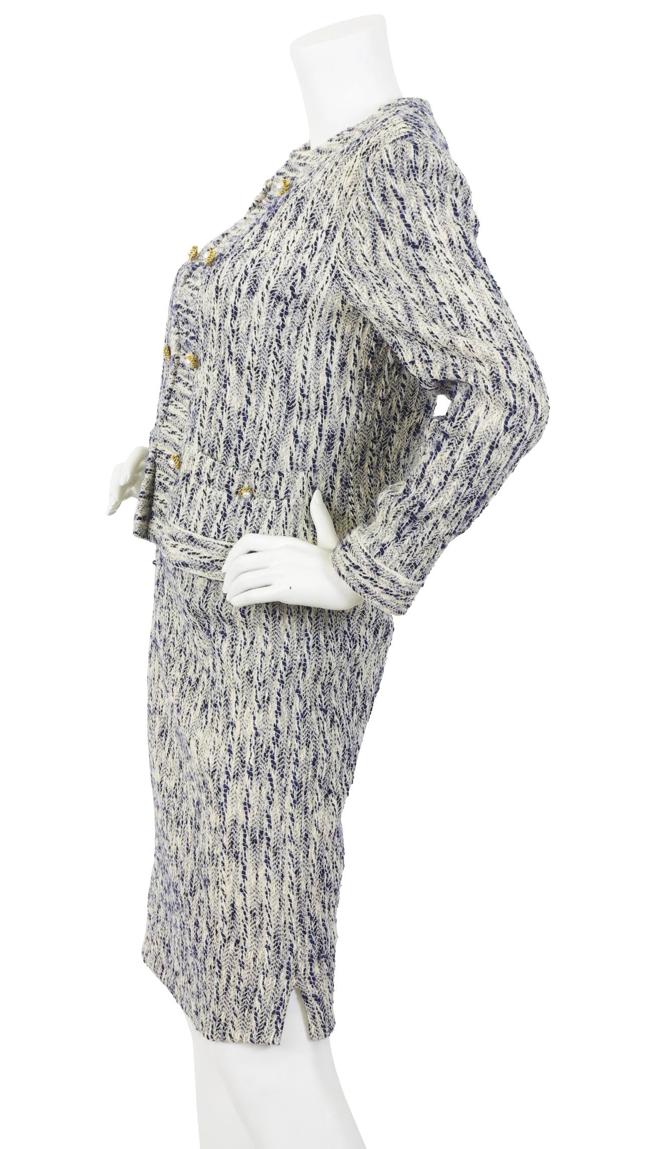 Louis Feraud, Jackets & Coats, Vintage Louis Feraud Navy White Blazer  Skirt Suit